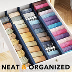 SpaceAid Bamboo Dresser Drawer Dividers 6 Pack, 4.65“ High Adjustable 17“-22” Drawer Organizers, Expandable Organization for 