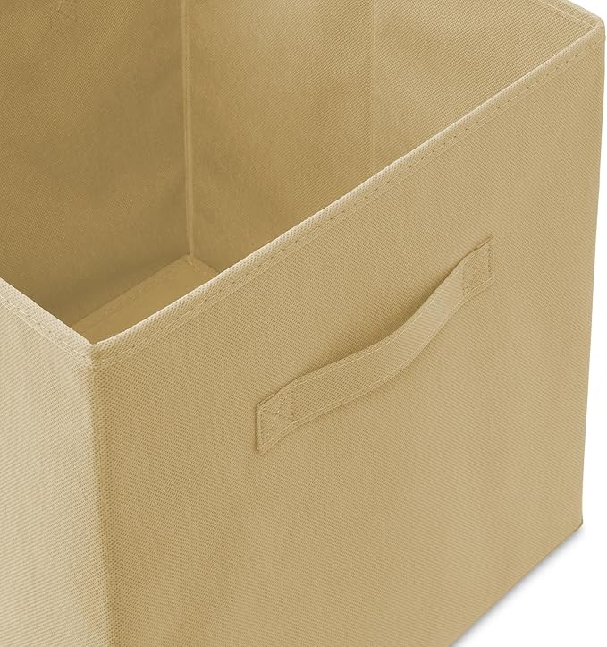 Casafield Set of 6 Collapsible Fabric Cube Storage Bins, Sandy Beige - 13" Foldable Cloth Baskets for Shelves, Cubby Organize