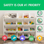 Humble Crew Toy Storage Organizer with 16 Removable Storage Bins for Kids Playroom, 4-Tier Toddler Toy Organization and Stora