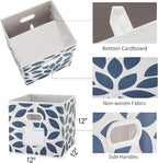 MAX Houser 6 Pack Foldable Fabric Storage Bins with Handles - Ideal for Closet Organization, Bedroom and Nursery（Blue, 12"x12