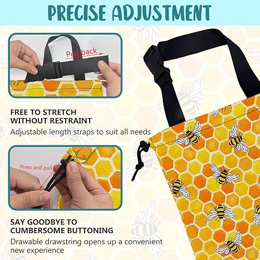 Car Trash Bag Watercolor Honeycomb and Bees Leak-Proof Waterproof Car Garbage Bag with Drawstring Foldable Canvas Trash Bin with Adjustable Buckle for Car Accessories, Travelling, Camping