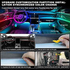 Dreamcolor Acrylic Interior Car LED Strip Light with Wireless APP, RGB 14 in 1 with 175 inches 593 Neon Car Ambient Lighting Kits, Dual Zone Music Sync LEDs Fiber Optic Strip Neon Lights for Car