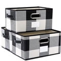 PRANDOM Fodable Storage Bins for Closet [3-pack] Decorative Fabric Storage Baskets Cubes with Leather/Metal Handles for Shelv