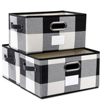 PRANDOM Fodable Storage Bins for Closet [3-pack] Decorative Fabric Storage Baskets Cubes with Leather/Metal Handles for Shelv