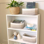 NaturalCozy 13.5”x8.5”x5.5” Storage Baskets for Shelves 3 Pack | Cotton Rope Woven Small Baskets for Organizing | Small Stora