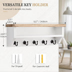 Nekon Key Holder Wall Mount, Wall Organizer Shelf with 5 Key Hooks, Room Decor for Home and Apartment Essentials, Light Brown