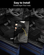 3W Floor Mats with First Row Carpets for Toyota Tacoma 2016-2023, TPE Floor Liner Thickened Carpet with Safety Locks and Driver Heel Pad fit Tacoma Cars Accessory(Only for Double Cab and Automatic)