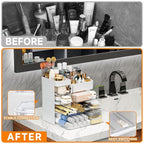 White Countertop Makeup Organizer with 6 Drawers,Large Capacity Skincare Organizers for Vanity,Desk,Dresser,Plastic Bathroom 