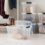 IRIS USA 32 QT Plastic Storage Box with Lid and Latches - 6 Pack - BPA-Free, See-Through Organizing Solution, Durable Nestabl