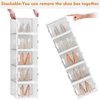 SIMPDIY Shoe Organizer, 12 Pack Shoe Storage Shoe Organizer for Closet, Shoe Boxes Clear Plastic Stackable Shoe Storage Boxes