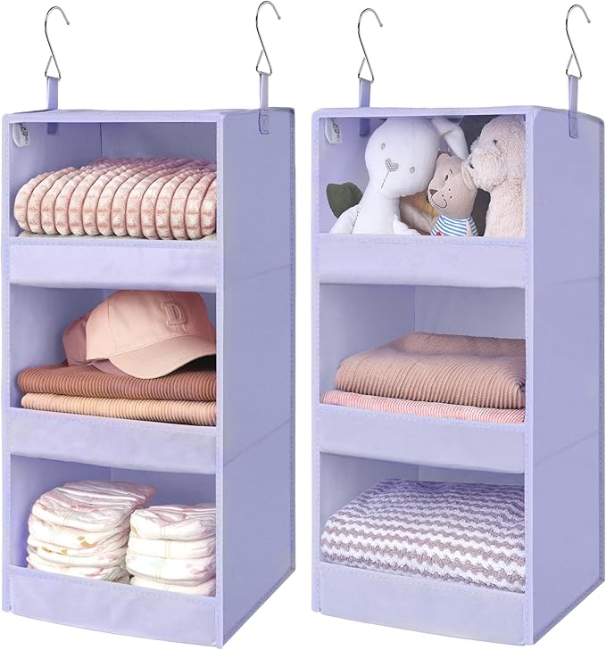 GRANNY SAYS 3 Shelf Hanging Closet Organizers and Storage, Collapsible Closet Storage Organizer with 2 Metal Hooks, Leak-Proo