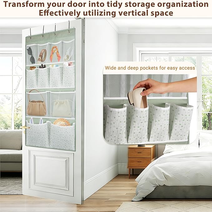 2 Pack- 12 Pocket Over Door Hanging Storage Organizer with 4 Kinds Pouch,Back of Closet Hanging Shelf Storage Organization fo