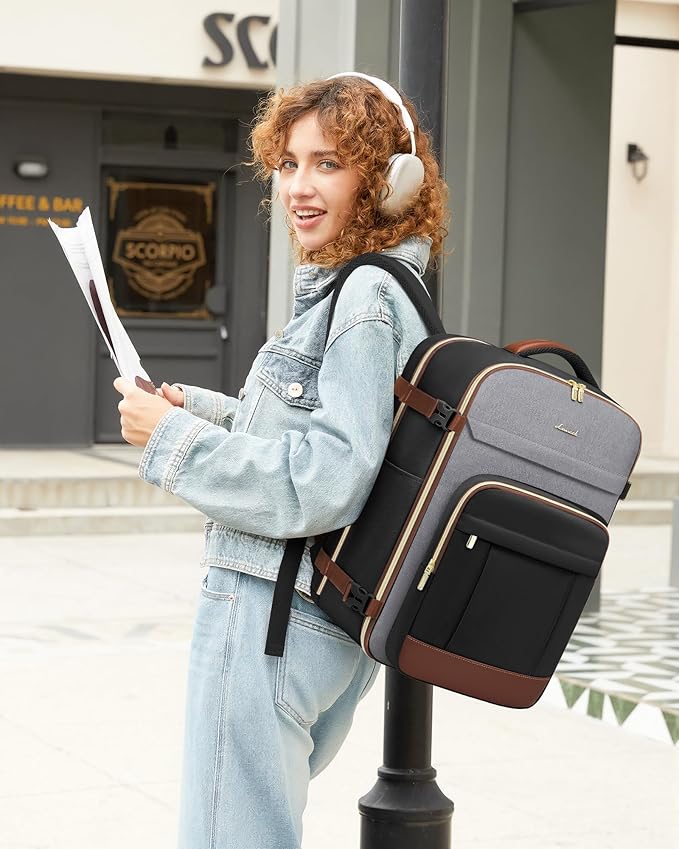 LOVEVOOK Travel Backpack for Women & Men - 17.3 Inch Carry On Backpack & Personal Item Backpack for Airlines, Spacious and Du