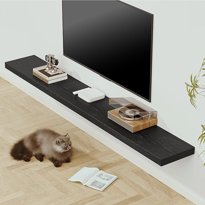 Vivelove 72 Inches Floating Shelves Wall Mounted, 12" Deep Wall Shelves for Bedroom, Bathroom, Living Room, Kitchen, Office, 