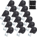 Cartman 1" x 12' Lashing Straps Cargo Tie-Down Strap Up to 600lbs, 16pk in Carry Bag, Black