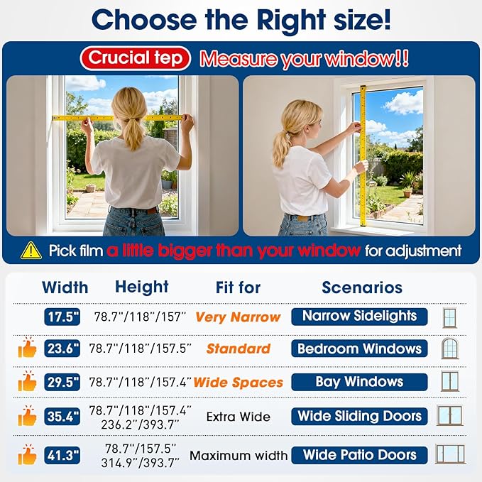 Coavas One Way Privacy Window Film, Heat Control Window Tint for Home, Sun Blocking Reflective Window Film See Out Not in, Anti UV Static Cling for Windows Office Door (Black, 45.2 Inch X 13.1 Feet)