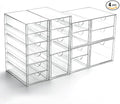 Prsildan Acrylic Drawer Organizer with 17 Drawers, Craft Office Desk Makeup Organizers Accessories, Set of 4 Clear Stackable 