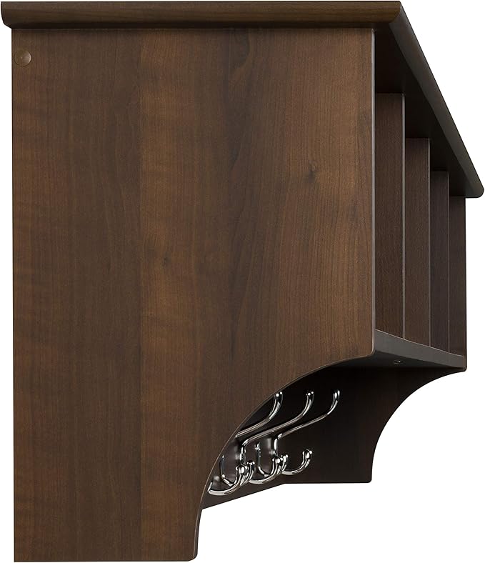 Prepac 60" Contemporary Wall Mounted Coat Rack, Coat Hooks Wall Mount with 4 Shelves, Ideal for Hallway or Entryway Storage S