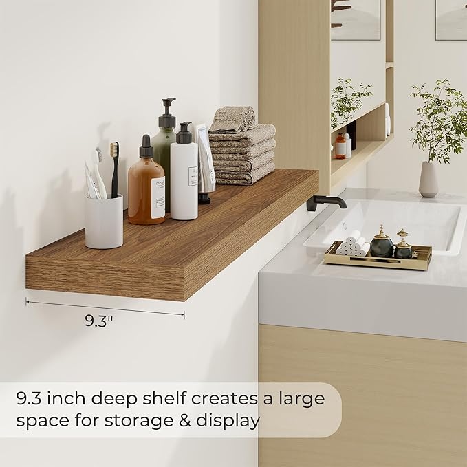 Dreamland 40 Inches Floating Shelves for Wall,9.3 Inch Deep Floating Shelves Set of 2, Large Display & Storage Shelf, Wall Sh