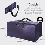 6 Pack Heavy Duty Extra Large Moving Bags W/Backpack Straps - Strong Handles & Zippers, Storage Totes For Space Saving, Fold 
