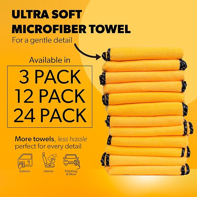 Chemical Guys Professional Grade Premium Microfiber Towels for Cars, Gold, 16" x 16", Ultra-Soft and Scratch-Free Car Detaili