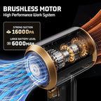 Cordless Car Vacuum Cleaner: Handheld Vacuum with 16000Pa Strong Suction, Brushless Motor & HEPA Filter, 7-in-1 Cleaning Kit,