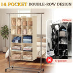Ofiray-home 5 Tier Hanging Closet Organizer, 14 Compartments Sweater Organizer for Closet with 3 Sturdy Hooks, Closet Organiz