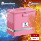 Fireproof File Box with Lock, Document Box Storage Organizer, Suitable for Hanging File Folders in Letter Size, Collapsible F