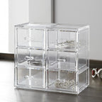 Huang Acrylic Stackable Upright 6-Drawer Jewelry Organizer Crystal Clear Acrylic | Makeup Jewelry Accessories Cosmetic Counte