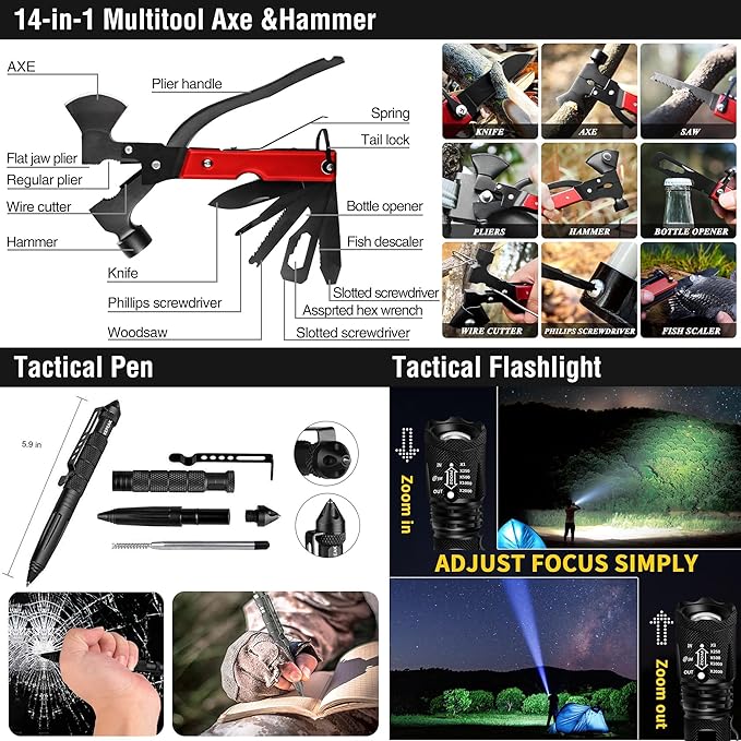 Survival First Aid Kit, 190 Pcs Survival Gear and Medical Supplies, Military IFAK EMT Molle Tactical Pouch for Outdoor, Campi