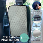 FH Group Faux Leather Back Seat Kick Protectors – 2 Pack Diamond Stitched Back Seat Protector for Driver and Passenger Seat, 