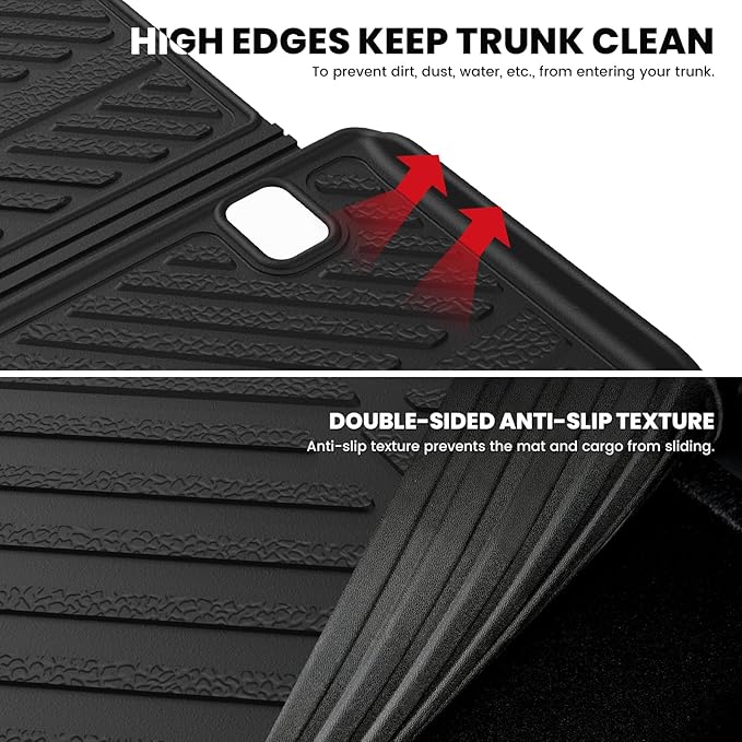 LASFIT Cargo Mat & Backrest Mats for Nissan Armada/Infiniti QX80 2025-2026 7/8 Seats, All Weather TPE Custom Fit Easy Clean Durable No-Curling Trunk Mat for Armada & QX80 2025-2026, Black