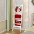 Hzuaneri Blanket Ladder Shelf for Living Room, Decorative Quilt Rack with 4 Removable Hooks, 5-Tier Farmhouse Ladder Holder O