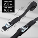 Cartman 1" x 15'Lashing Straps with Adjustable Cam Buckle Cargo Tie Down with Protective Pad, 4 Pack, Black