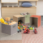Storage Cube Organizer Bin 13" x 15" x 13" Large Boxes Fabric Basket with Handles for Organizing Shelves Closet Clothes 4 Col