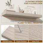 Fun Memories Floating Shelves for Wall, 48Inch Long Floating Shelves Set of 2, Hanging Shelf with Invisible Brackets, Wood Sh