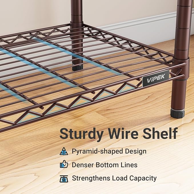 VIPEK R2 Plus Rolling Clothes Rack for Hanging Clothes Heavy Duty Clothing Rack 3 Tiers Adjustable Metal Wire Shelving Garmen