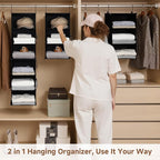 StorageWorks Hanging Closet Organizer 6-Shelf, Separable Two 3 Shelf Closet Storage Organizer with Side Pockets, Portable Han