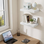 Dreamland 16 Inch Long Floating Shelves in White,6.7 Inch Deep Floating Shelf for Wall,Large Display & Storage Shelf, Wall Sh
