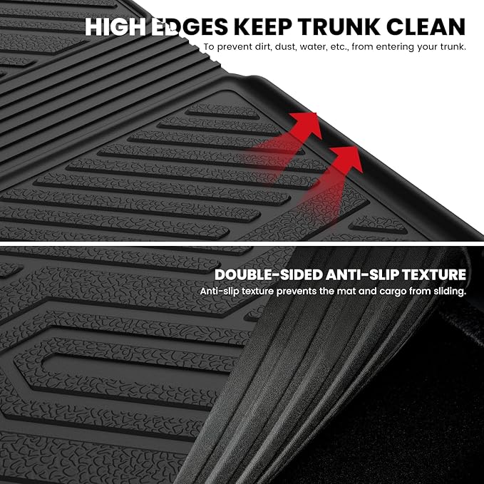 LASFIT Cargo Mat with Backrest Mat for Honda Pilot 2016-2026, Split & One-Piece Foldable Seating TPE Custom Fit Trunk Mat Cargo Liner with Seatback Mat Accessories, Black