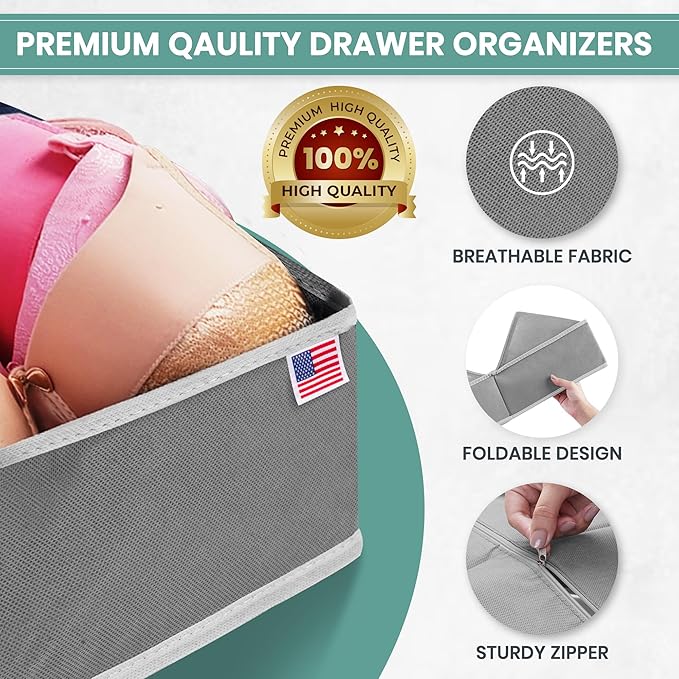 RFAQK 18 Pack Drawer Organizer Clothes-3 Sizes Dresser Organizer for Underwear Closet, Baby Clothes Organizer for Wardrobe-Fo