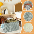 LANGYASHAN Rectangular Storage Bin Collapse Canvas Fabric Cartoon Storage Basket with Handles for Organizing Home Kitchen Boy