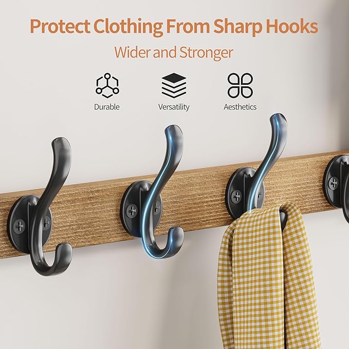 29 inch Coat Rack Wall Mount with Shelf, Set of 2 Heavy Duty Coat Hooks Wall Mount, Entryway Coat Hanger Wall Shelf with Key 