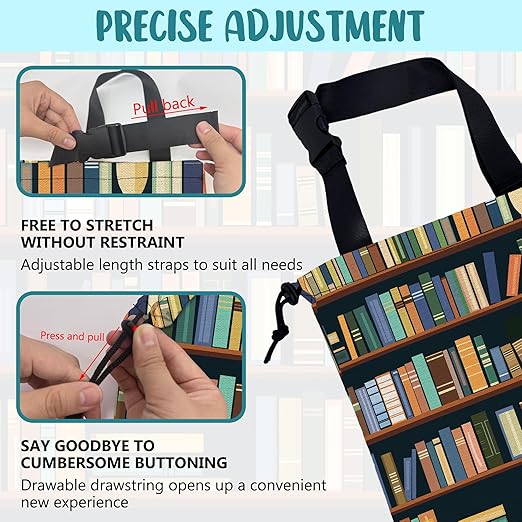 Car Trash Bag Books on Shelves Leak-Proof Car Garbage Bag with Drawstring Foldable Canvas Trash Bin with Adjustable Buckle for Car Accessories