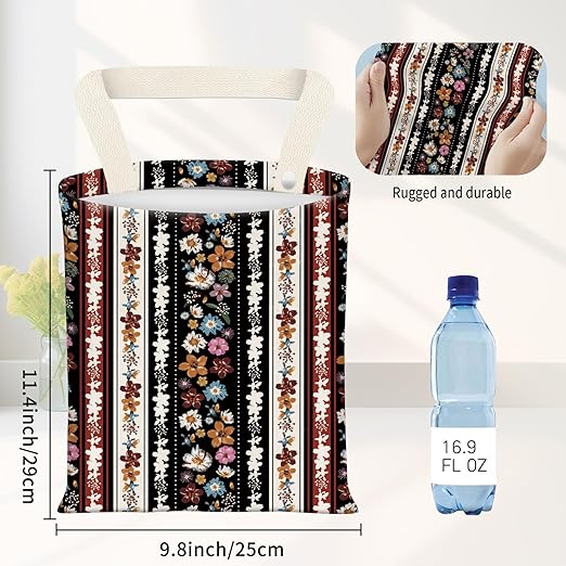 Car Garbage Can, Seat Back Hanging Cute Car Trash Can Bag, Car Organizer and Storage Bag for Travelling, Outdoor Colorful Boho Flower Stripe
