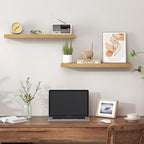 Heimlove 24 Inch Floating Shelves for Wall,Mounted Storage Wood Shelves with Invisible Brackets Hanging Shelf for Bedroom,Liv