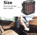 Cute Car Trash Can with Lid – Multipurpose Collapsible Trash Bin for Car, Leak-Proof Organizer, Waterproof Garbage Can with Storage Pockets & Adjustable Straps, 2 Gallons (Black Leopard)