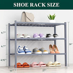 Smiry Shoe Rack, 3 Tier Thick Bamboo Shoe Organizer, Stackable Free Standing Wooden Shoe Storage Shelf for Closet, Entryway, 