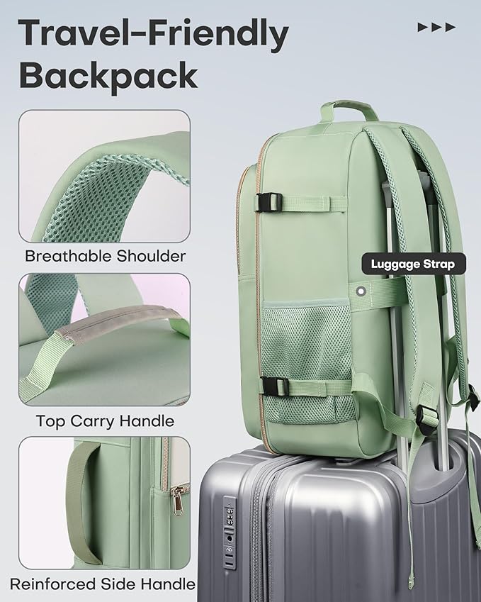 HOTOR Travel Backpack for Women – TSA-Friendly Travel Bag with Multiple Compartments & 3 Packing Cubes, Water-Resistant & Com