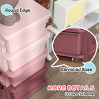 Qaba 4 Tier Kids Storage Unit, Toy Organizers and Storage with 4 Drawer Chest for Kids Bedroom Nursery Kindergarten Living Ro